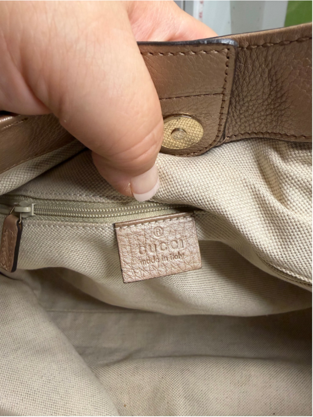 Women's Gucci Leather Satchel Handbag One Size Gold - Picture 10 of 12